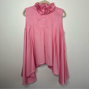 Talk Of The Walk Vintage RARE Feminine Pink Tank Blouse Rose Neck Sz M Medium